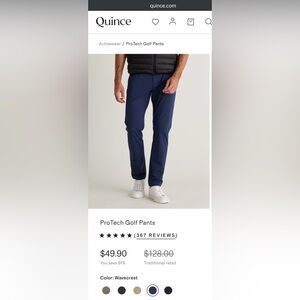Quince Men's ProTech Golf Pants- wave crest blue nwot. 34x30